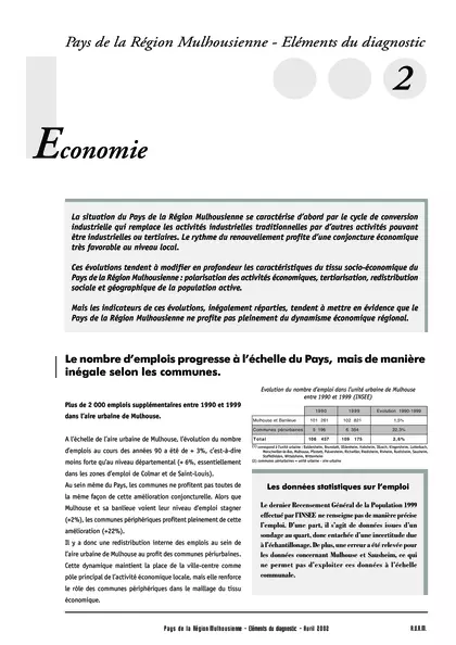PAYS DE LA REGION MULHOUSIENNE - ELEMENTS DU DIAGNOSTIC 2 :
 ECONOMIE
-SYNTHESE