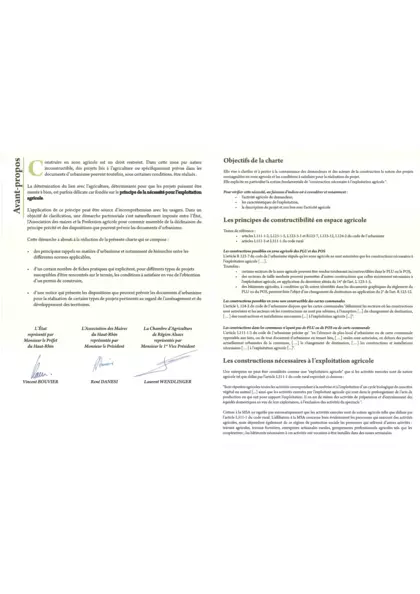 Charte constructibilité en zone agricole dans le département du Haut-Rhin