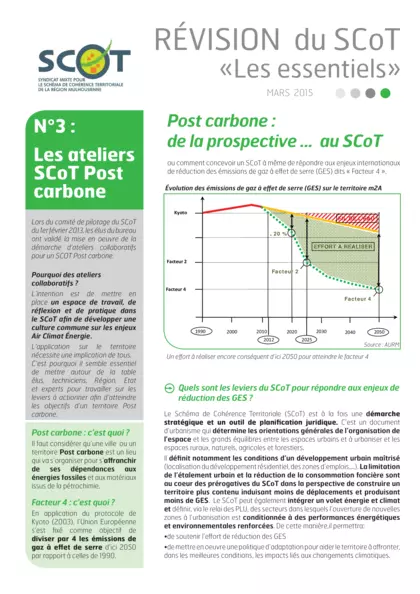 Révision du SCOT les essentiels : n°3 les ateliers SCoT Post carbone