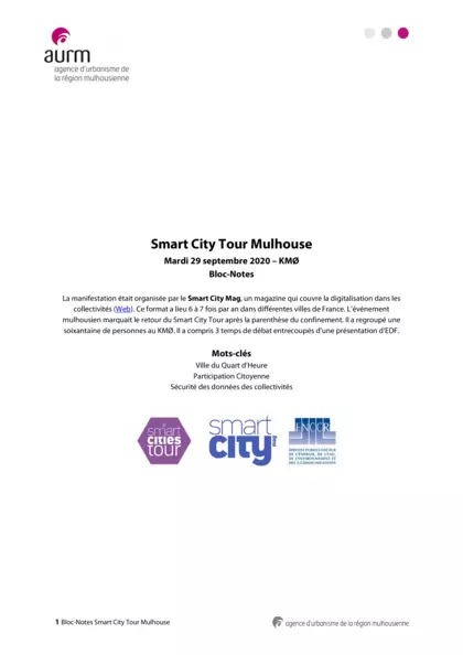 Smart City Tour Mulhouse, 29 septembre 2020