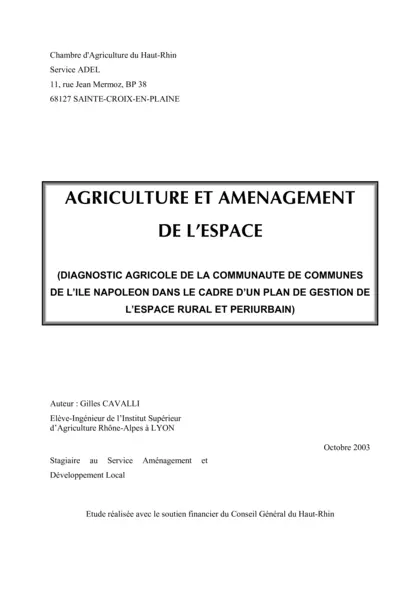 Agriculture et aménagement de l'espace