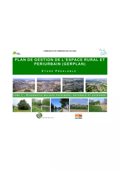 Plan de gestion de l'espace rural et périurbain (Gerplan), étude préalable