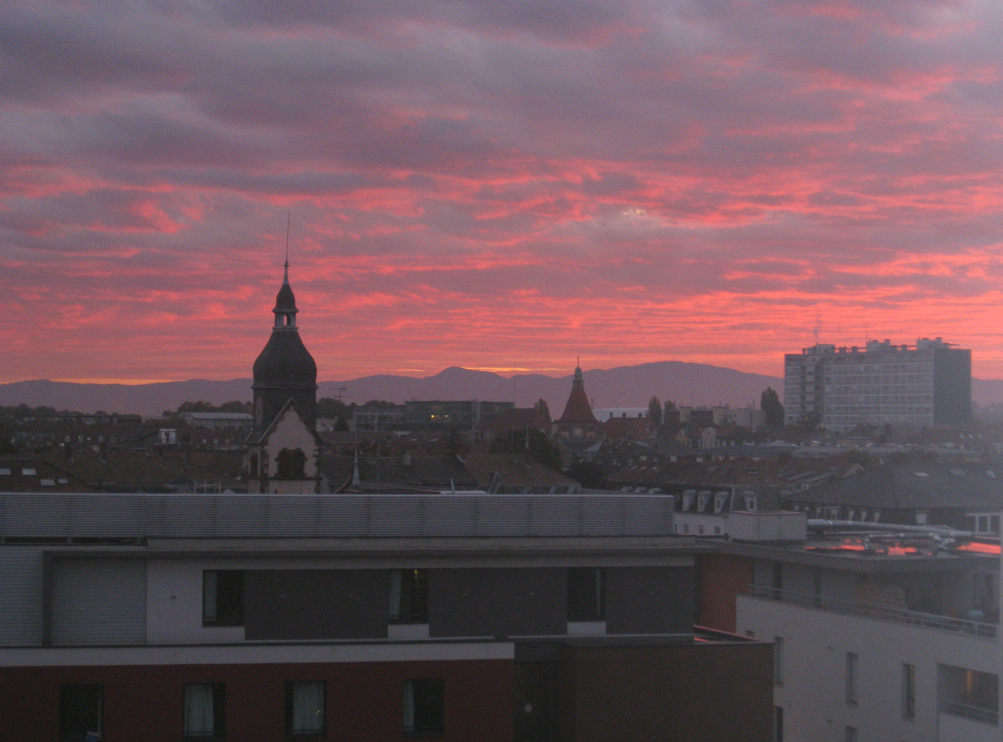 2016 Mulhouse  Vue du Toît sous coucher du soleil