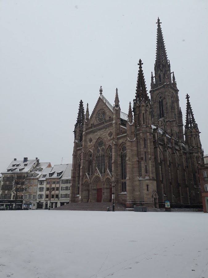 2018Mulhouse sous la neige, temple Saint-Etienne