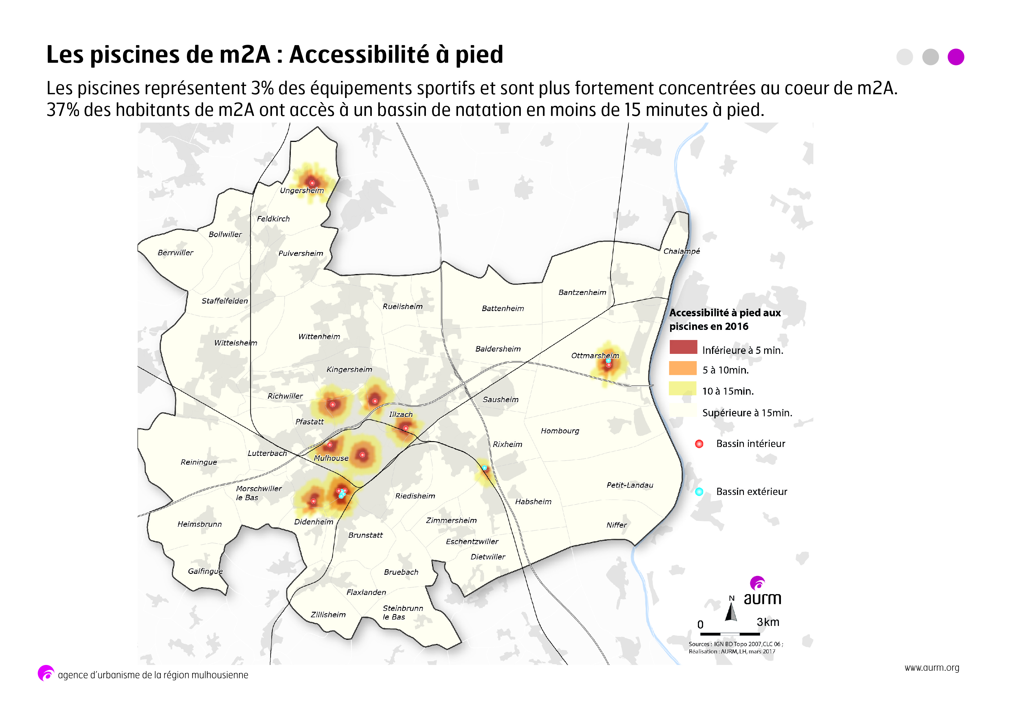 Accessibilité à pied aux piscines - m2A