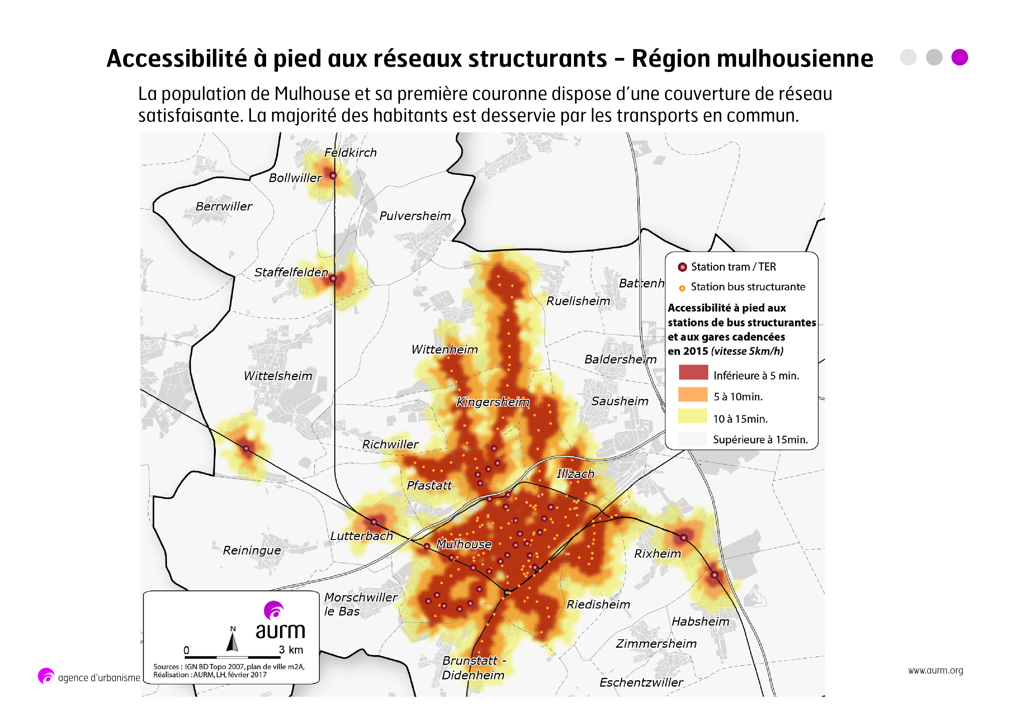 Accessibilité à pied aux réseaux structurant