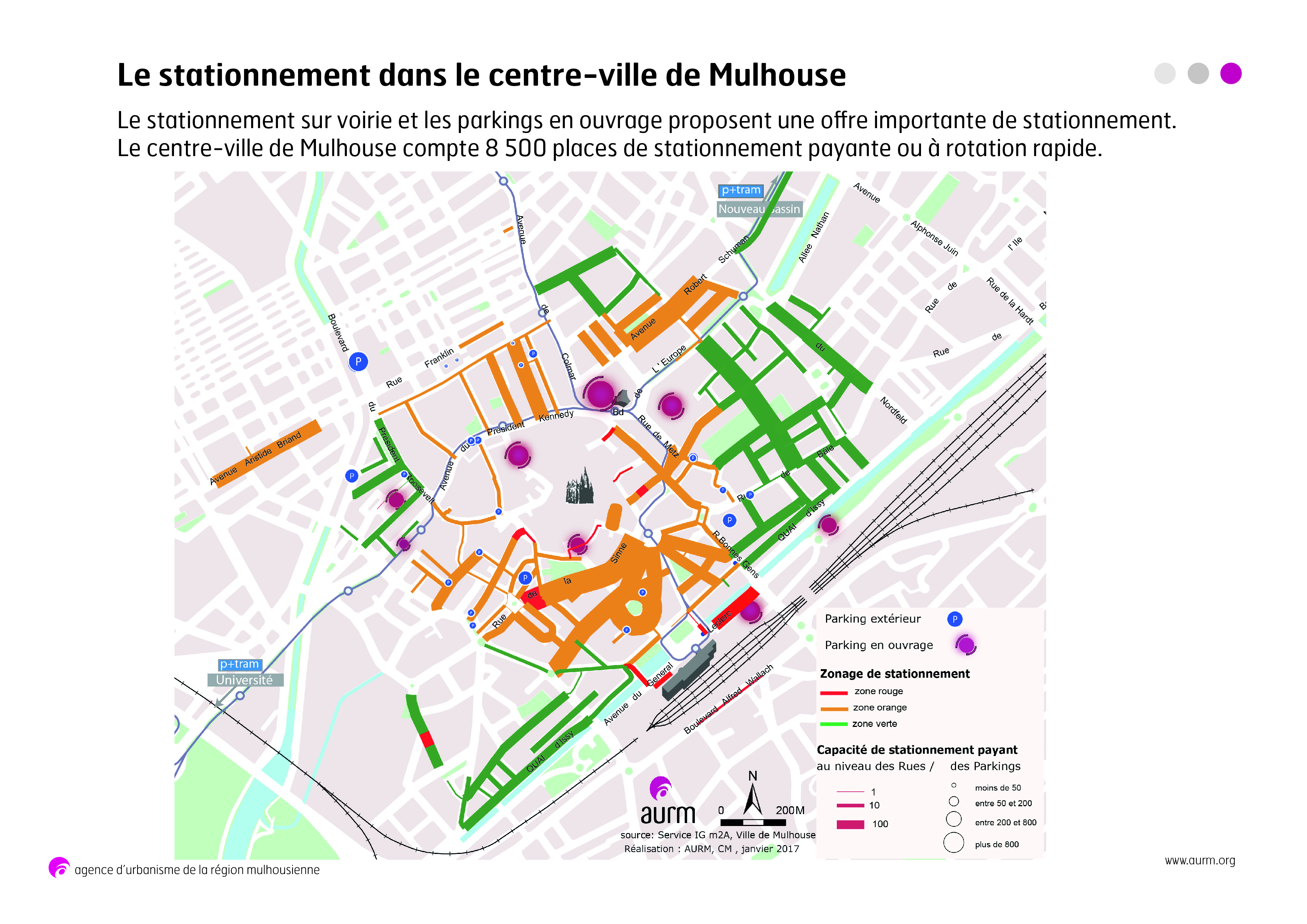 Capacité du stationnement au centre ville de Mulhouse