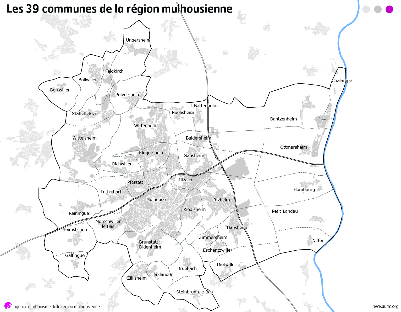 Communes de la Région Mulhousienne en 2017