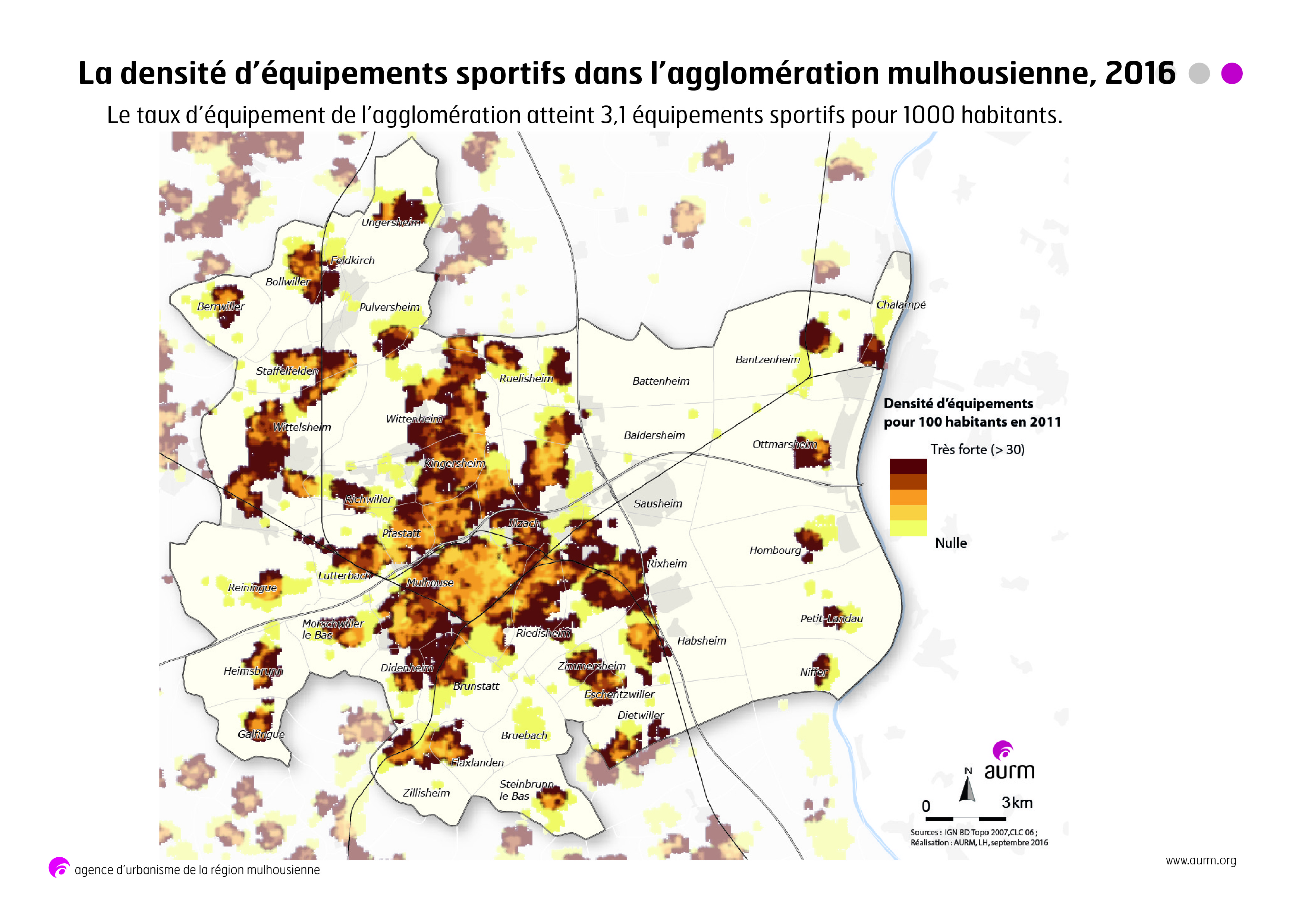 Densité des équipements sportifs 2016 - m2A