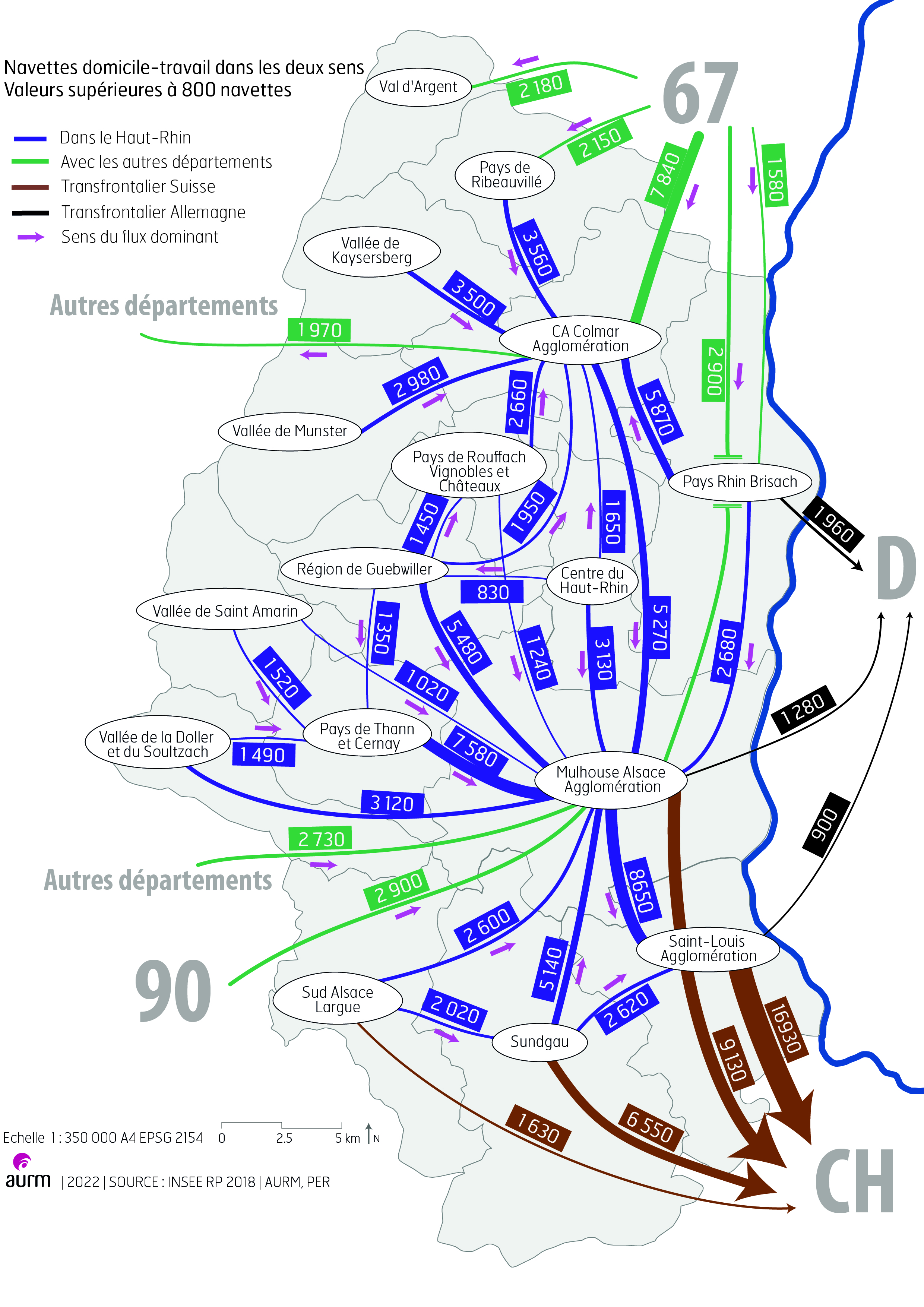 Déplacements domicile et travail dans le Haut-Rhin