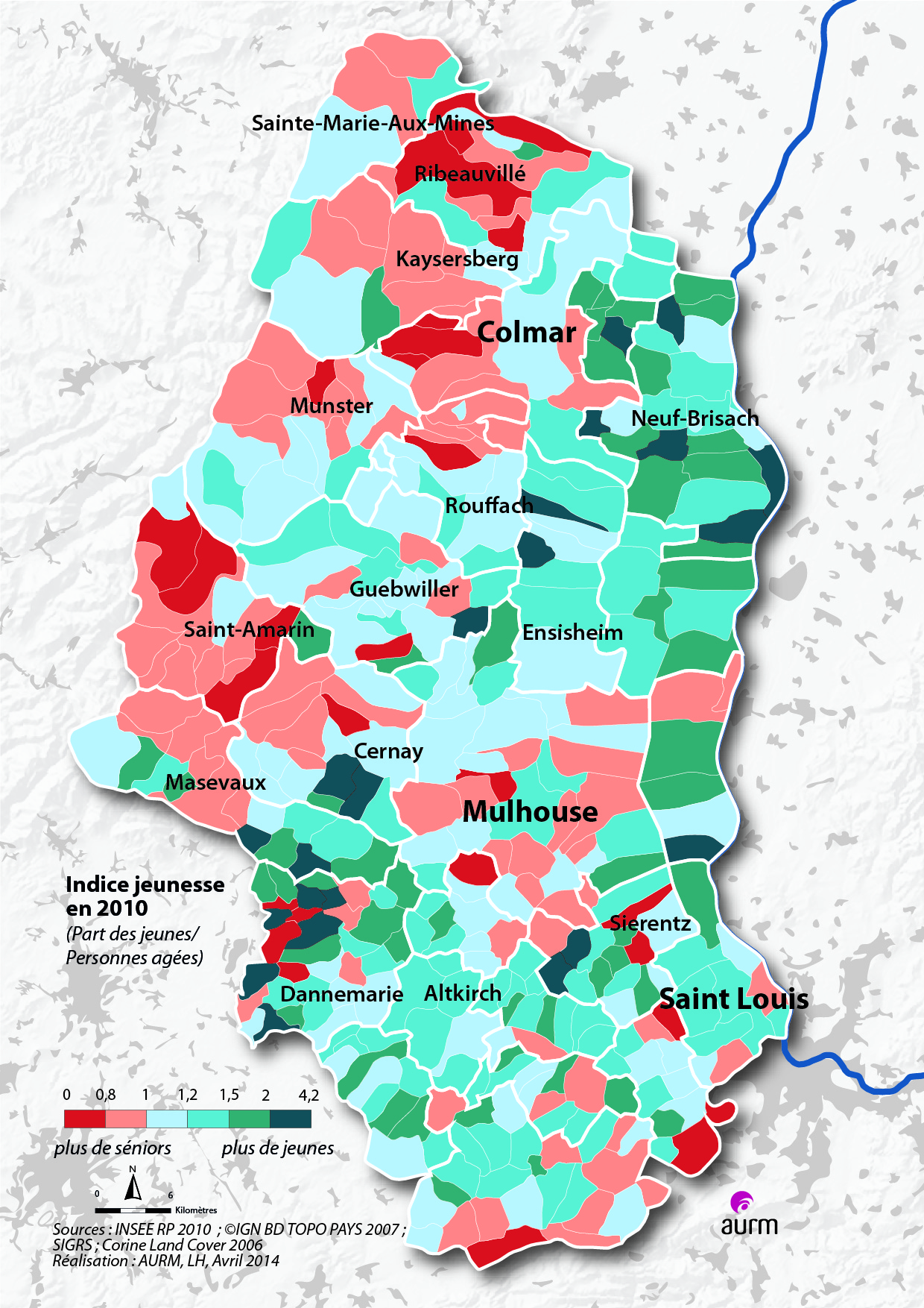 Indice jeunesse en 2010 dans le Haut-Rhin