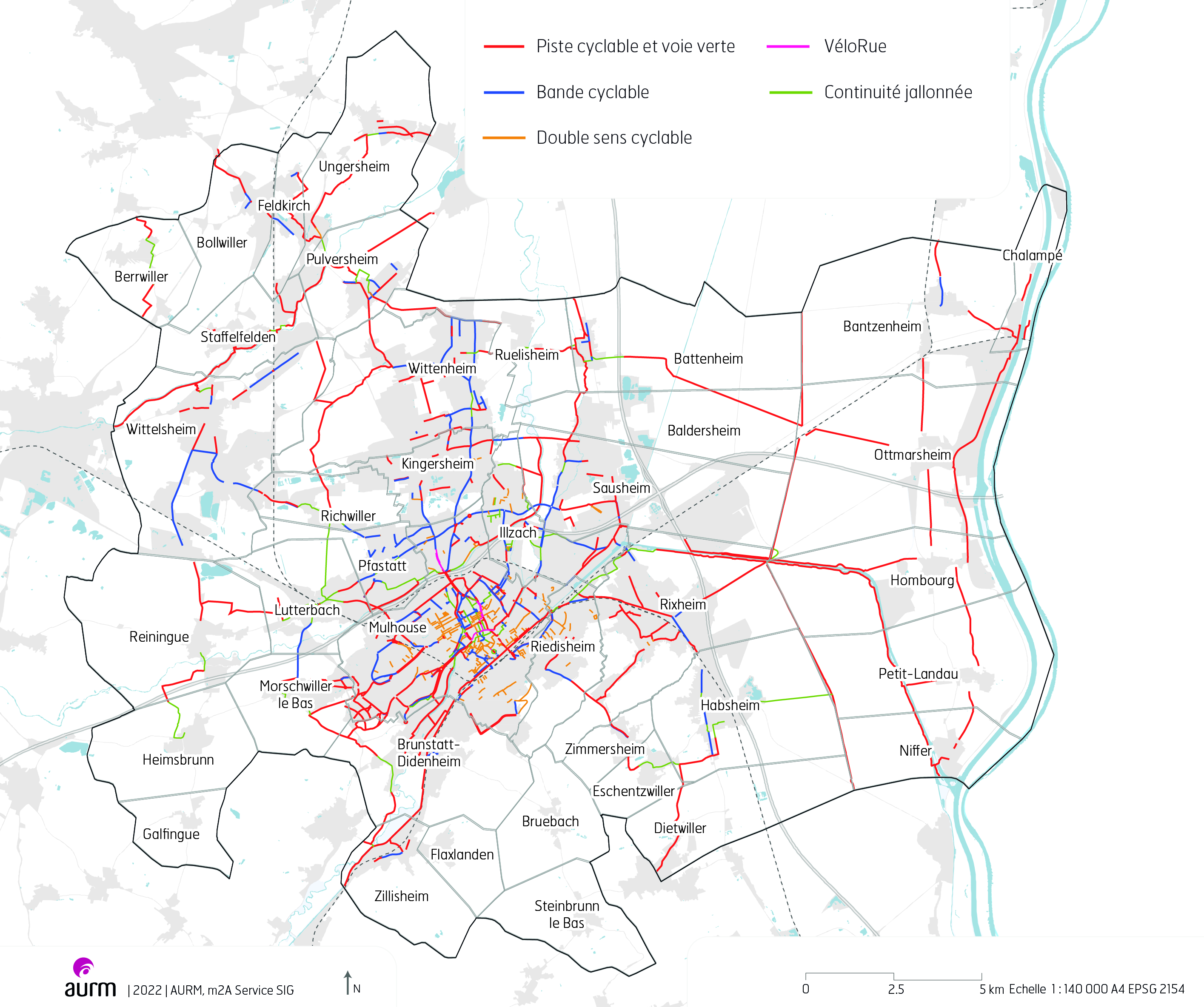 Le réseau cyclable de la région mulhousienne