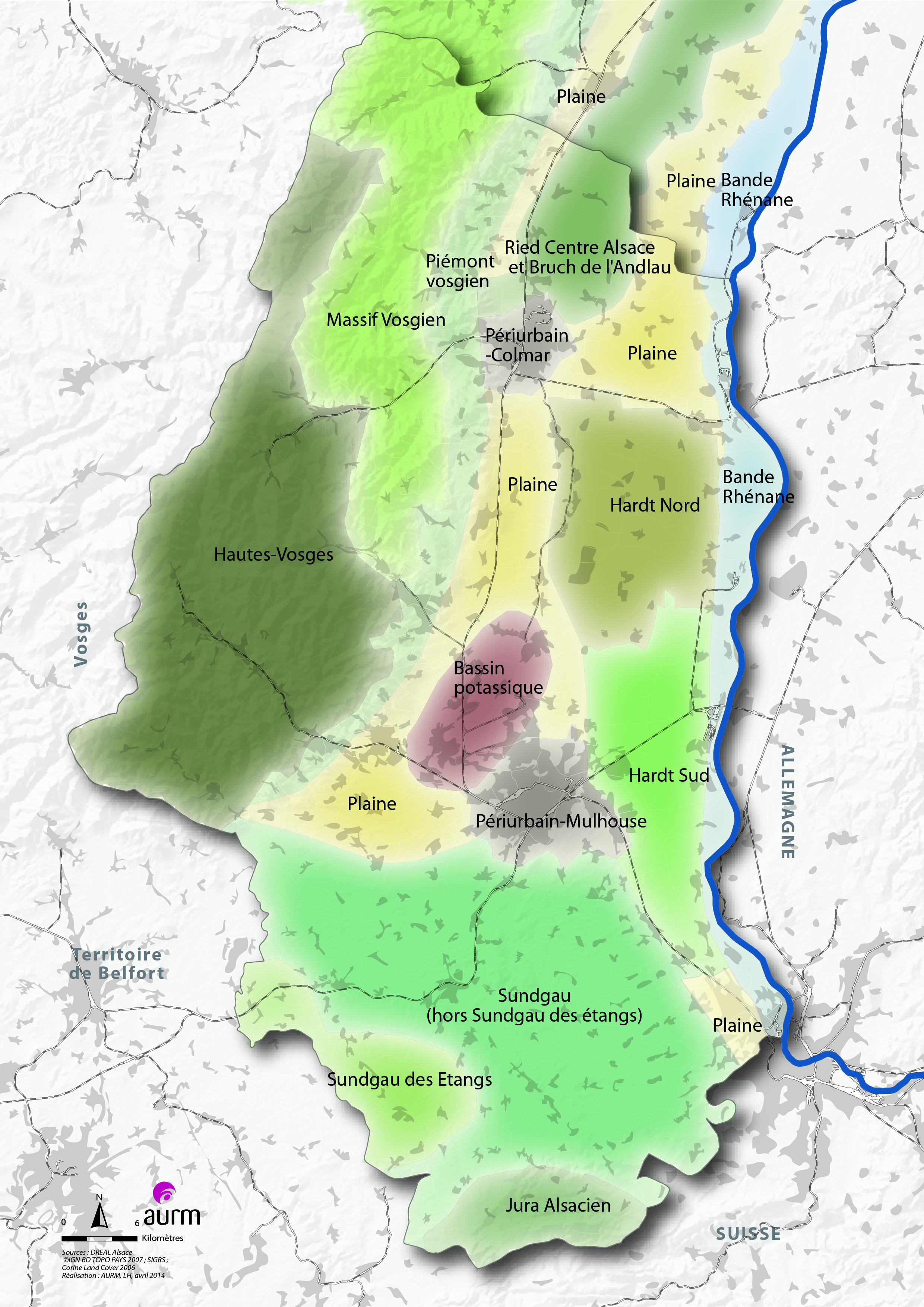 Les entités paysagères du Haut-Rhin