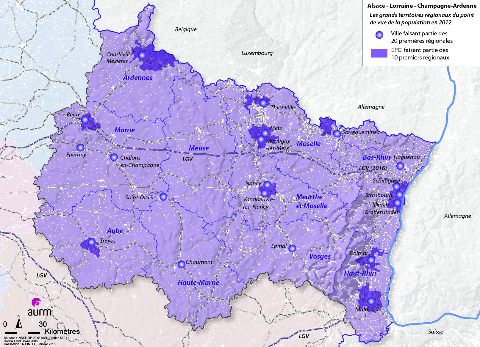 Les grands territoires régionaux en 2012 - ALCA