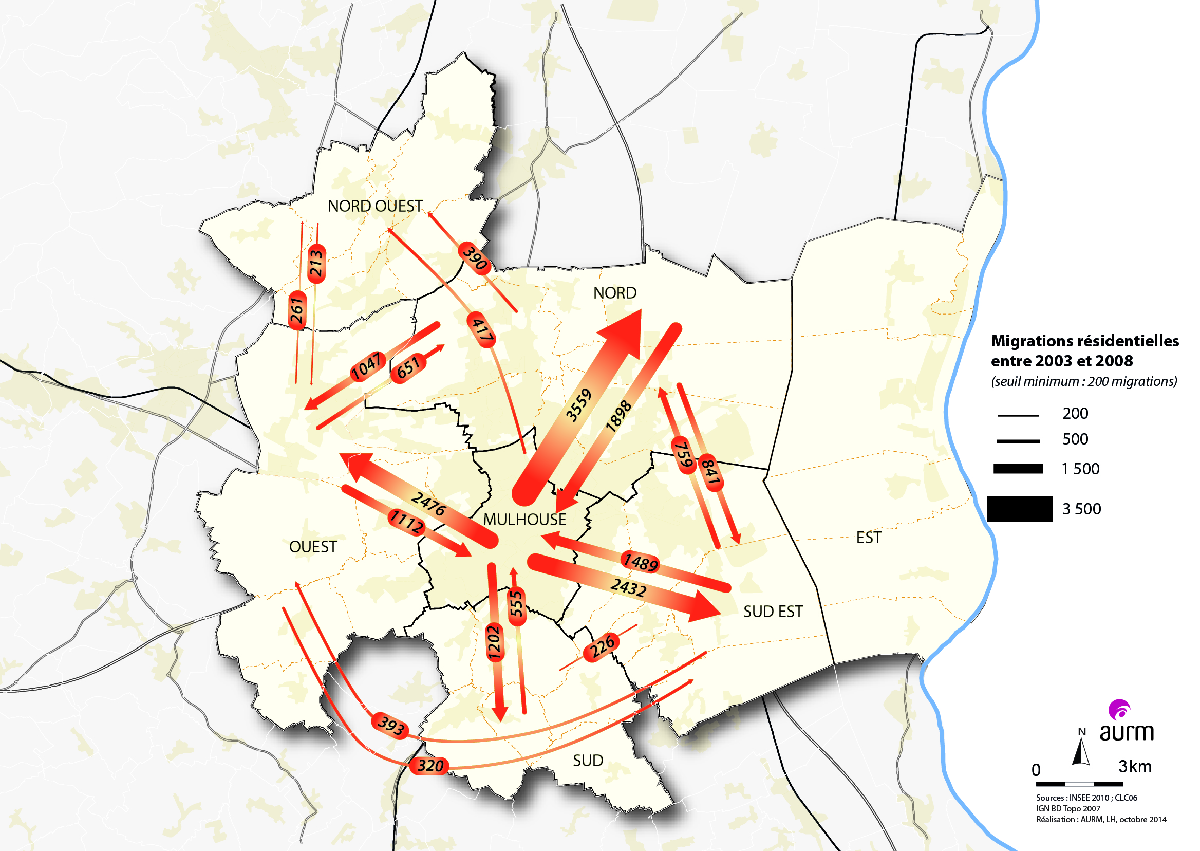 Les migrations résidentielles 2003 - 2008 - Région mulhousienne