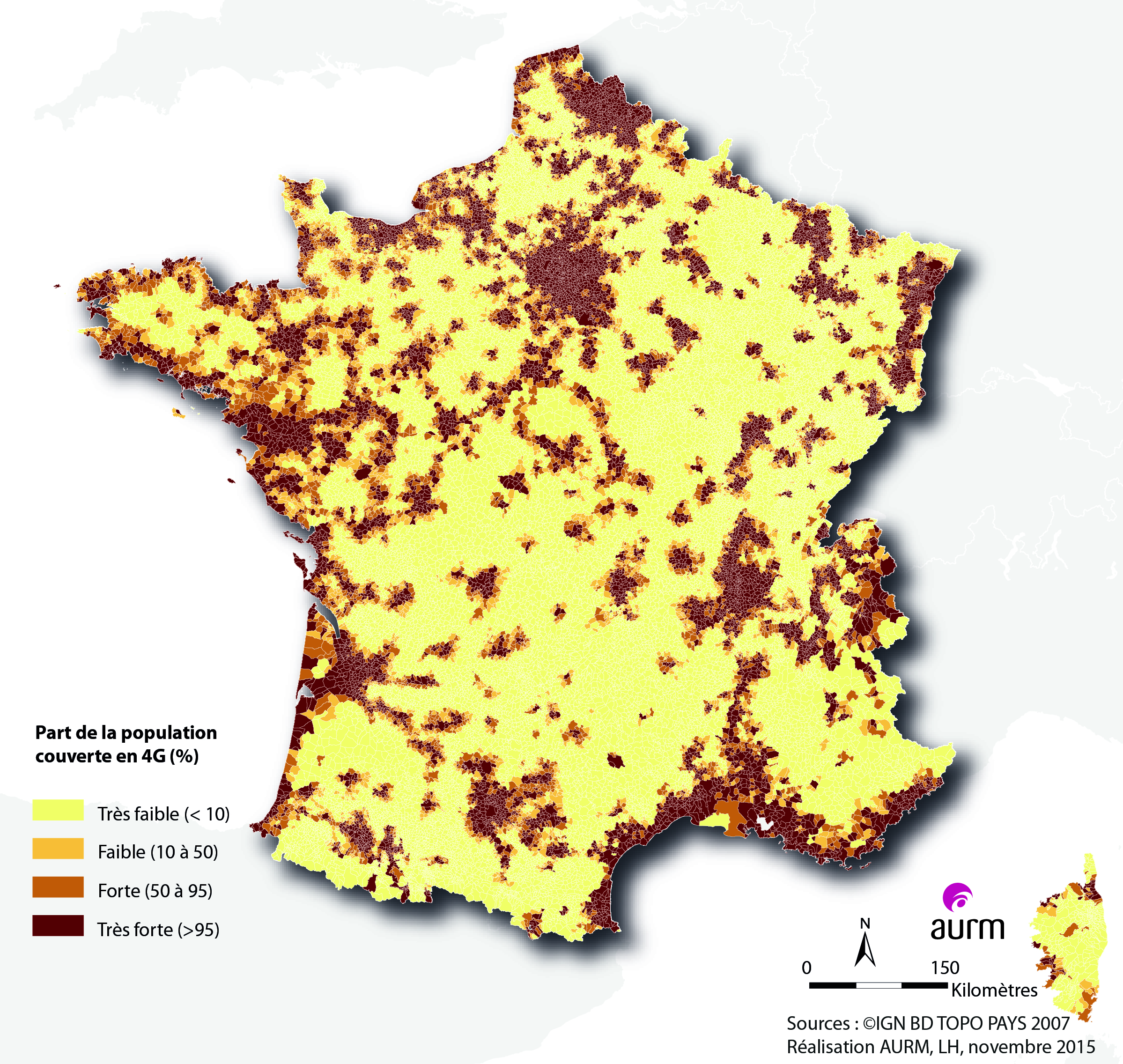 Part de la population couverte en 4G en France