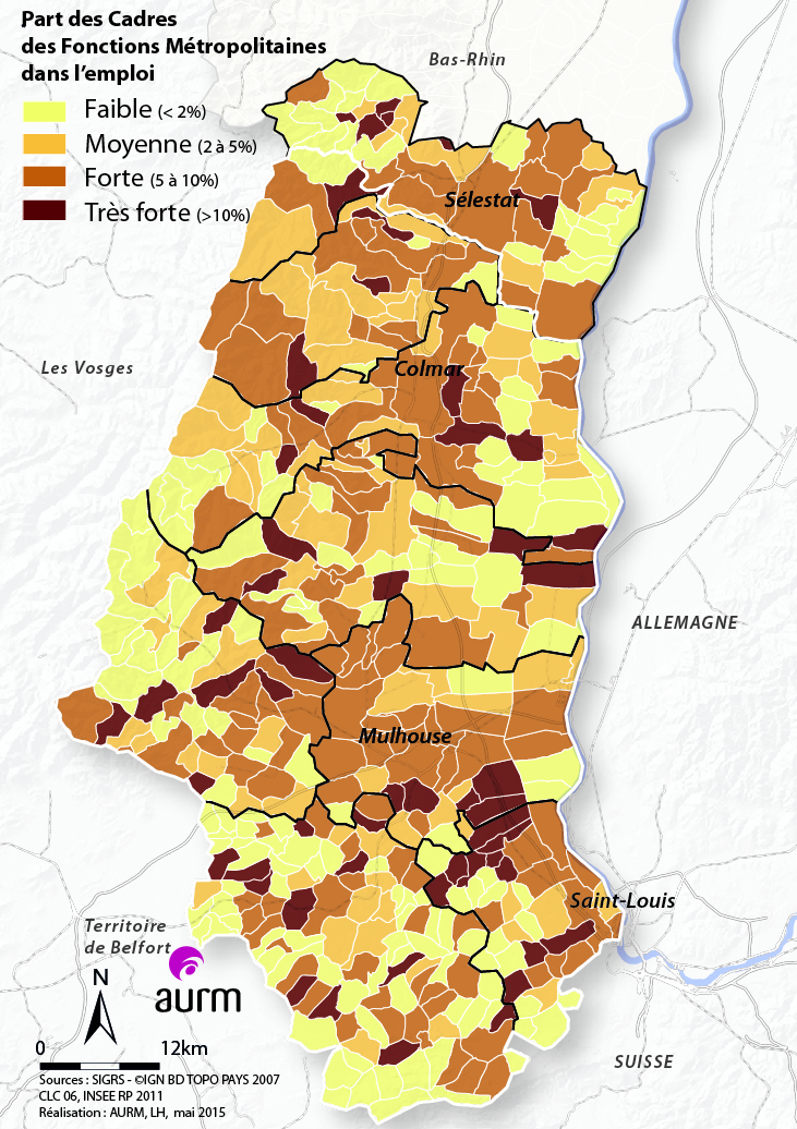 Part des cadres des fonctions métropolitaines dans l'emploi