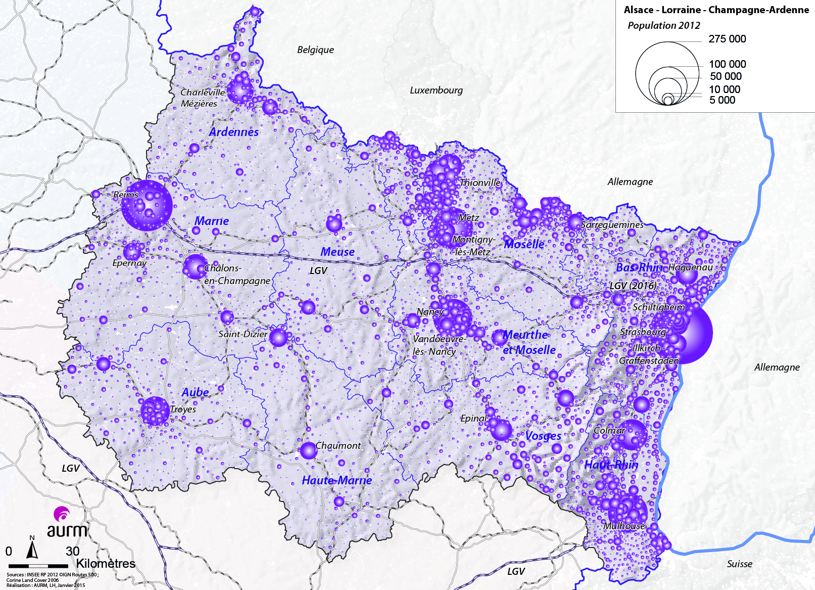 Population 2012 par commune - ACAL