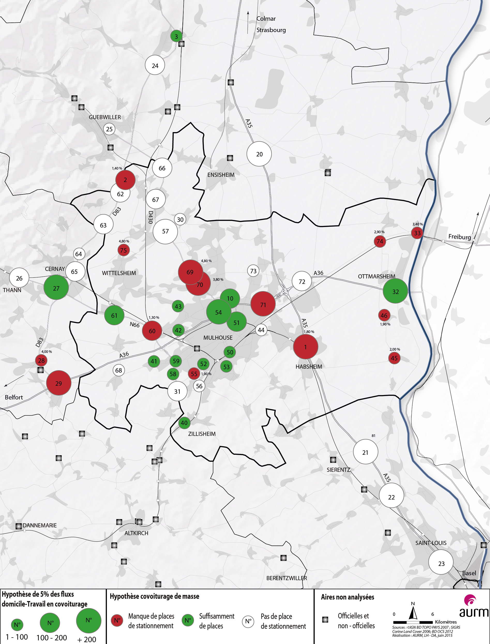 Potentiel des aires de covoiturage de la région mulhousienne - 2015