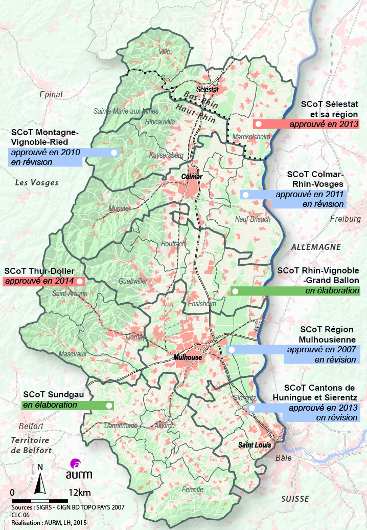 Situation des SCoTs dans le Haut-Rhin