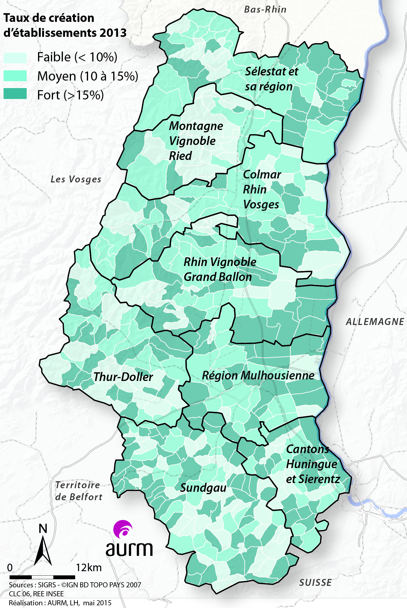 Taux de création d'établissements en 2013