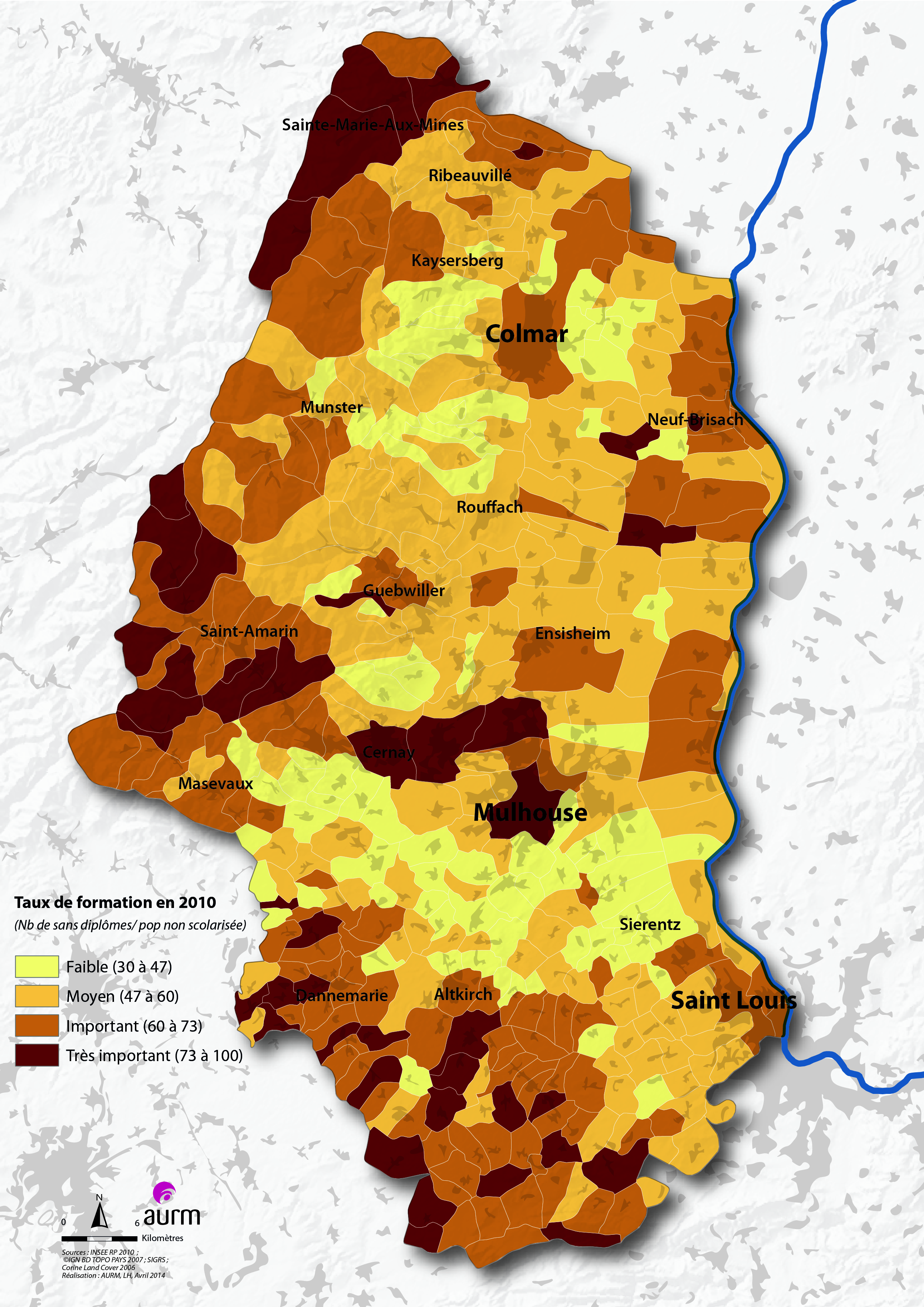 Taux de formation en 2010 dans le Haut-Rhin