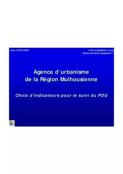 Ville accessible à tous quels outils de diagnostic ? Choix d'indicateurs pour le suivi du PDU