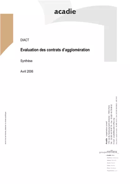 Evaluation des contrats d'agglomération : synthèse