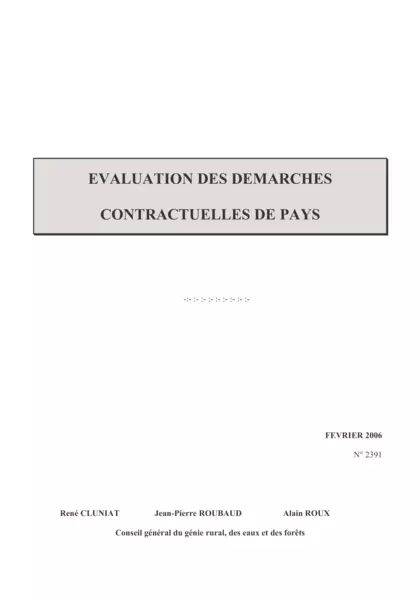 Evaluation des démarches contractuelles de Pays