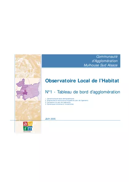 CAMSA : Observatoire Local de l'Habitat : n°1 Tableau de Bord d'Agglomération