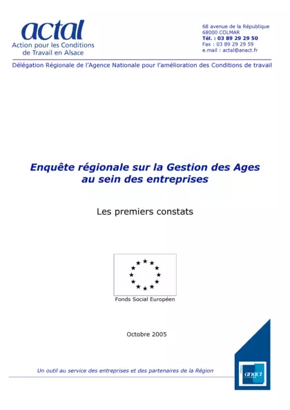 Enquête régionale sur la gestion des ages