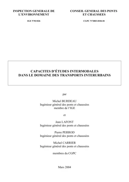 Capacités d'études intermodales dans le domaine des transports interurbains