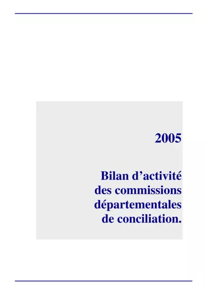 Bilan d'activité des commissions départementales de conciliation : 2005