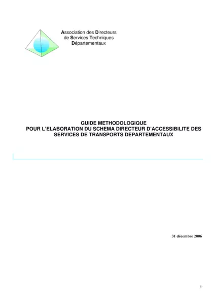 Guide méthodologique pour l'élaboration d'un schéma directeur d'accéssibilité des services de transport départementaux