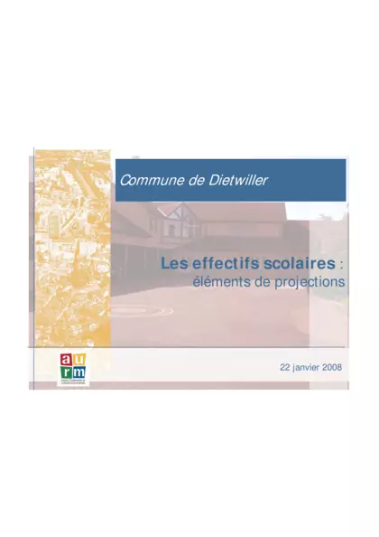 Commune de Dietwiller : les effectifs scolaires, éléments de projections