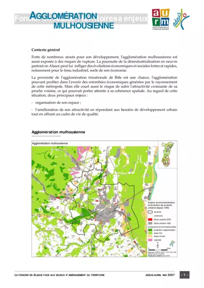 Foncier en Alsace :  territoires à enjeux : Agglomération mulhousienne