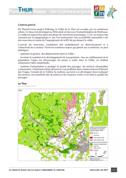 Foncier en Alsace : territoires à enjeux : Thur