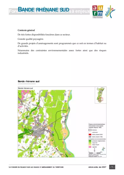 Foncier en Alsace : Territoires à enjeux : Bande Rhénane Sud