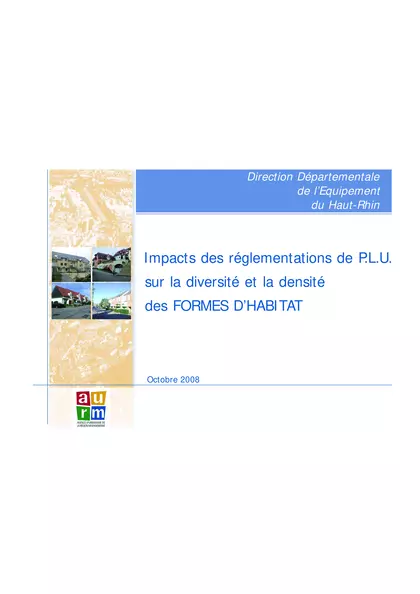 Impacts des réglementations de PLU sur la diversité et la densité des formes d'habitat