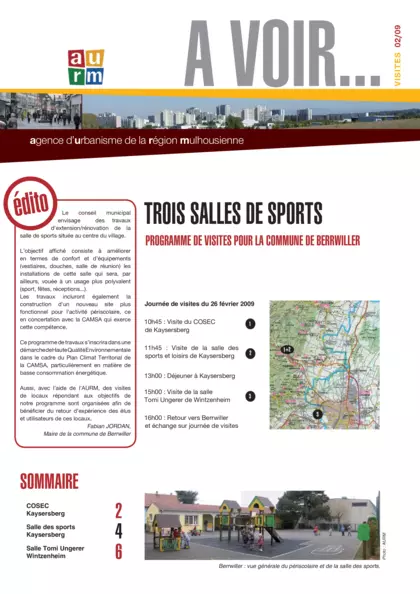 Trois salles de sports : programme de visites pour la communes de Berrwiller