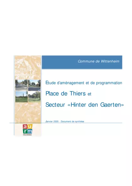 Commune de Wittenheim : étude d'aménagement et de programmation : Place de thiers et Secteur "Hinter den Gaerten"