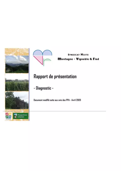 Syndicat Mixte Montagne Vignoble et Ried. Rapport de présentation
- Diagnostic. Document modifié suite aux avis des PPA