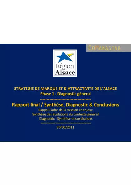 Marque Alsace : rapport final, synthèse diagnostic et conclusion