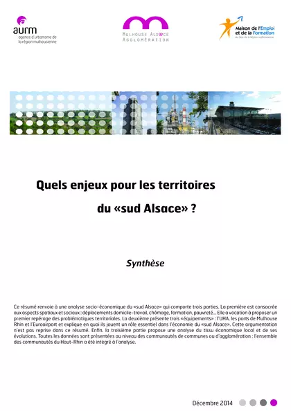 Diagnostic territorial partagé 2014 : quels enjeux pour les territoires du "Sud Alsace" ? Synthèse