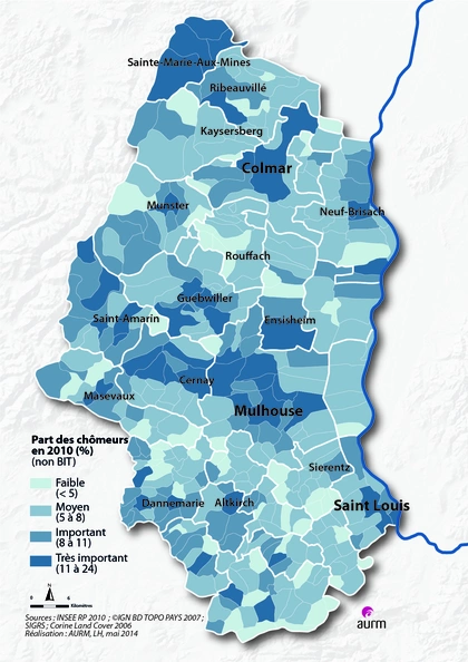 Part des chômeurs dans le Haut-Rhin en 2011