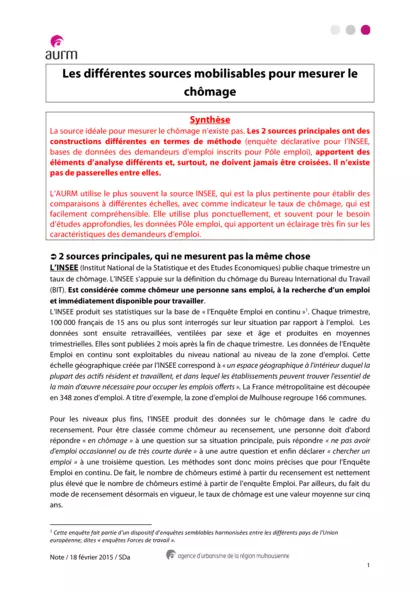 Les différentes sources mobilisables pour mesurer le chômage