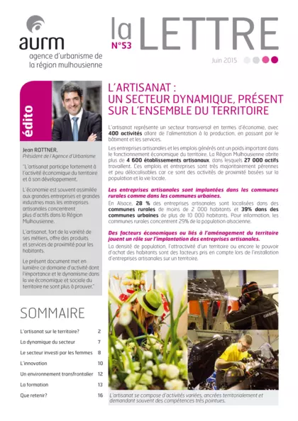 Lettre de l'agence : L'artisanat : un secteur dynamique, présent sur l'ensemble du territoire