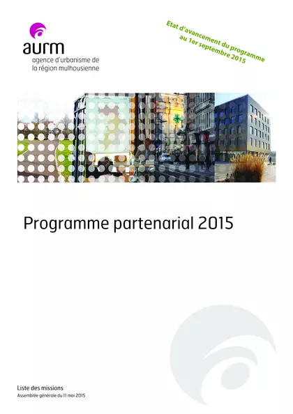 Etat d'avancement du programme partenarial au 1ier septembre 2015