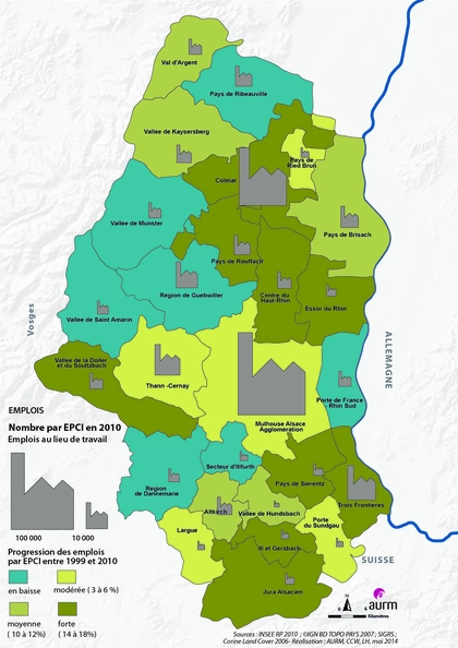 Nombre d'emplois par EPCI en 2010