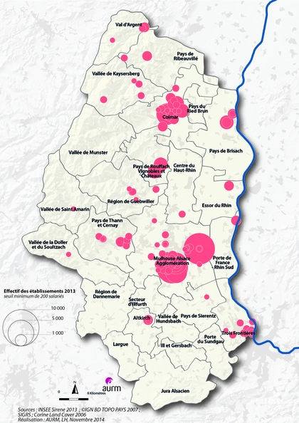 Etablissements 2013 de plus de 200 salariés - Haut Rhin